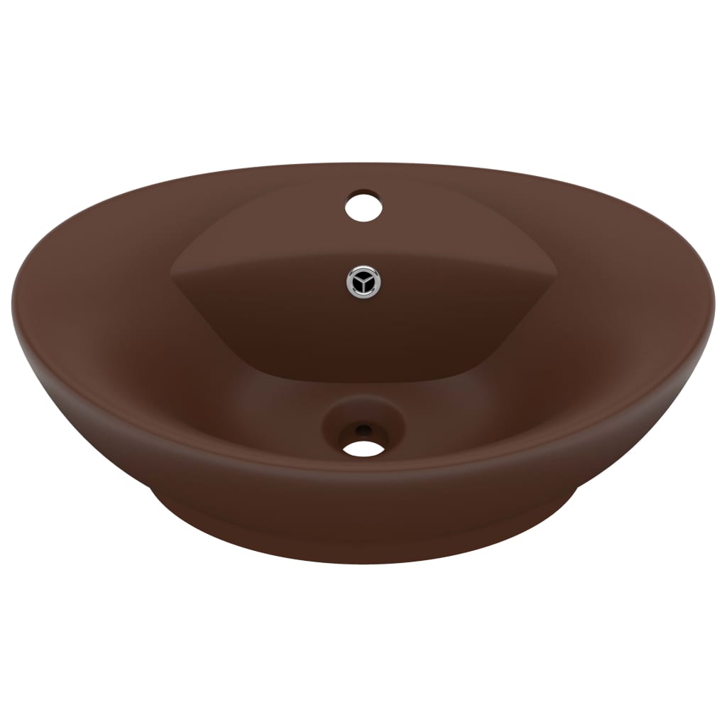 Vidaxl Washbasin con atterraggio ovale 58.5x39 cm ceramico Matt scuro marrone