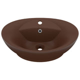 Vidaxl Washbasin con atterraggio ovale 58.5x39 cm ceramico Matt scuro marrone