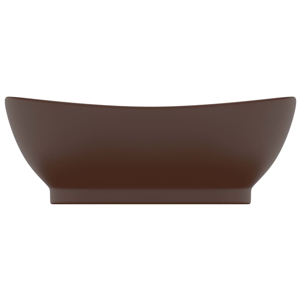 Vidaxl Washbasin con atterraggio ovale 58.5x39 cm ceramico Matt scuro marrone