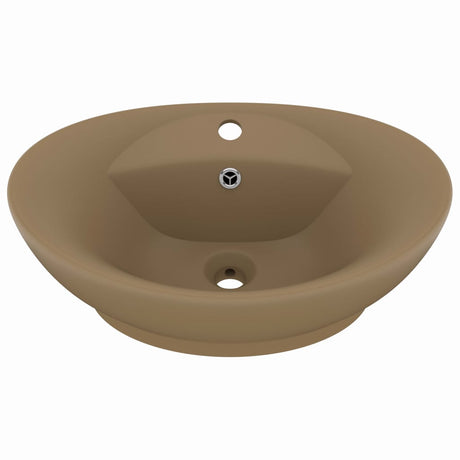 Vidaxl Washingin avec atterrissage ovale 58,5x39 cm Crème de tapis de céramique
