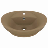 Vidaxl Washbasin con terreno di atterraggio ovale 58.5x39 cm tappetino in ceramica