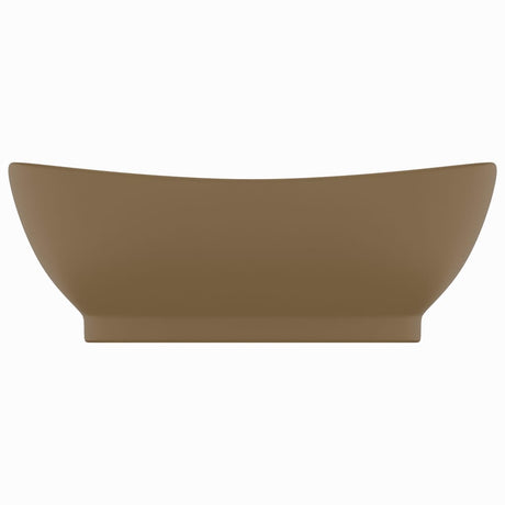 Vidaxl Washingin avec atterrissage ovale 58,5x39 cm Crème de tapis de céramique