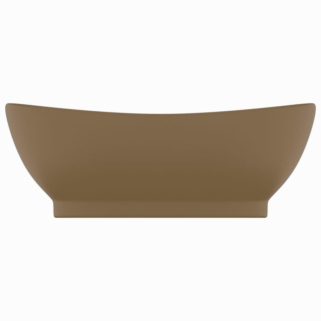 Vidaxl Washbasin con terreno di atterraggio ovale 58.5x39 cm tappetino in ceramica