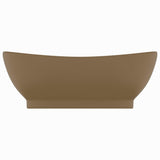 Vidaxl -Waschbecken mit Landung oval 58,5 x 39 cm Keramikmattencreme