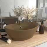 Vidaxl Washbasin con terreno di atterraggio ovale 58.5x39 cm tappetino in ceramica