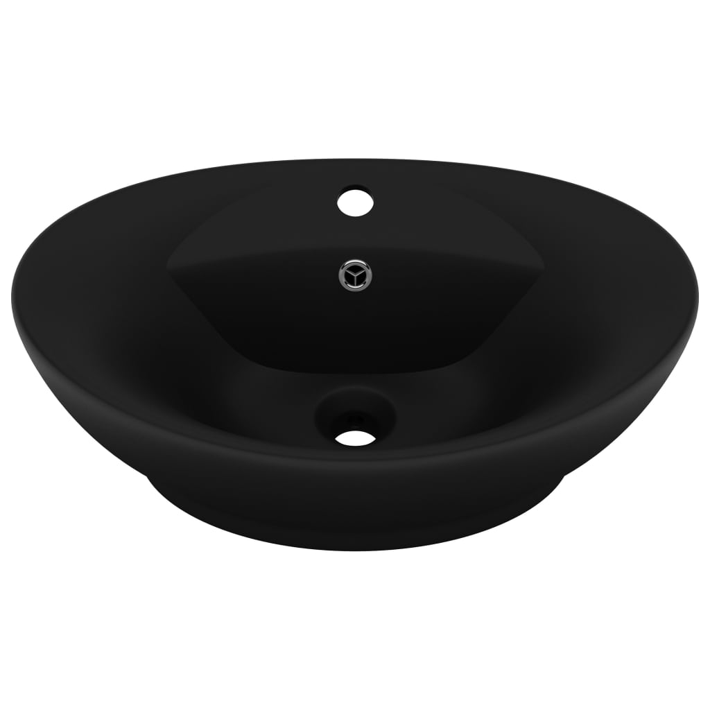 Vidaxl Washbasin med landing Oval 58,5x39 cm keramisk matt svart