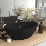 Vidaxl Washbasin med landing Oval 58,5x39 cm keramisk matt svart