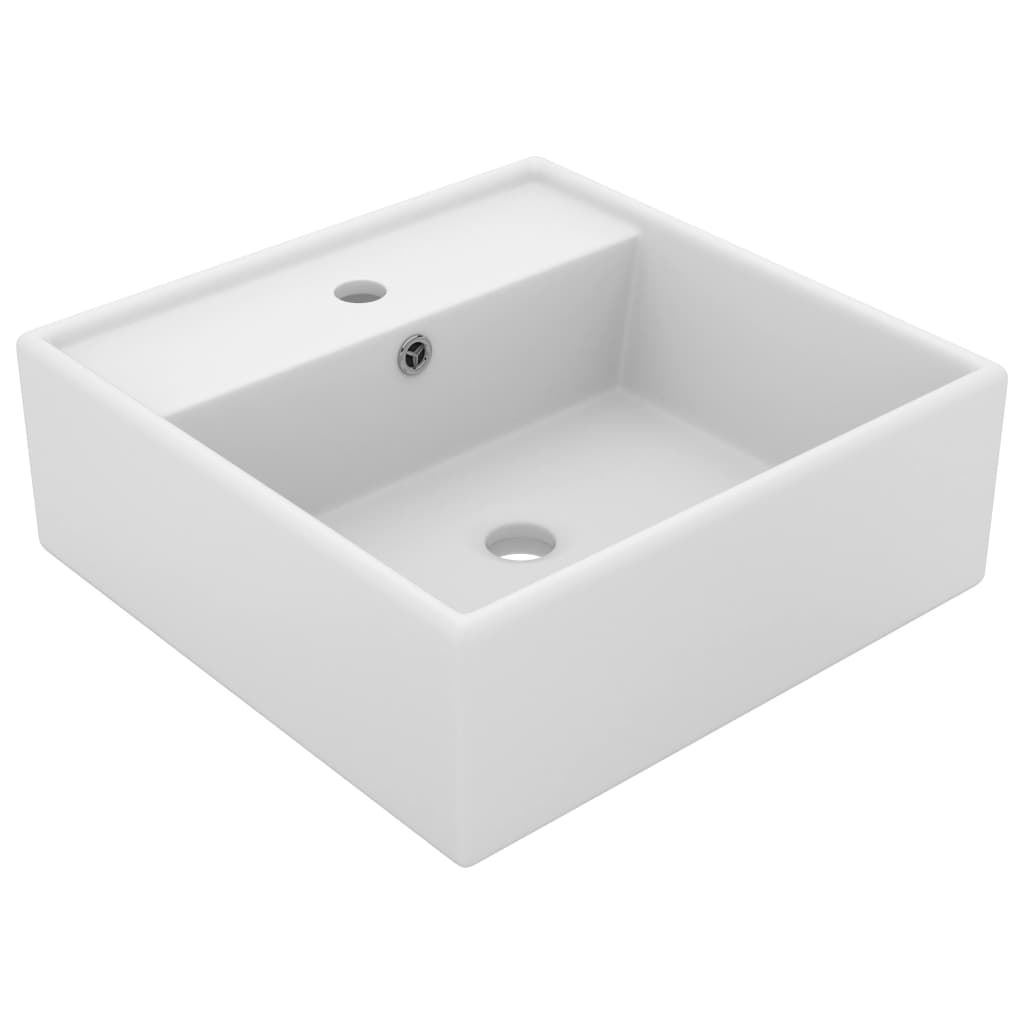 Vidaxl Washbasin med Landing Square 41x41 cm keramisk matte hvit