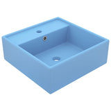 Vidaxl Washbasin s pristajalnim kvadratom 41x41 cm keramična matt svetlo modra keramika