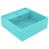 Vidaxl Washbasin con piazza di atterraggio 41x41 cm in ceramica verde chiaro