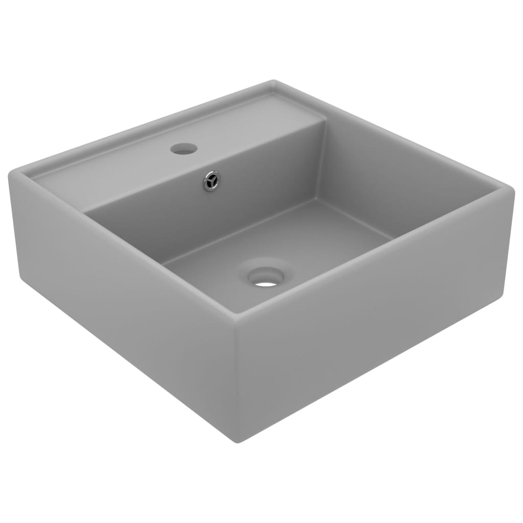 Vidaxl Washbasin z lądującym kwadratem 41x41 cm ceramiczna matowa jasnoszary