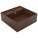 Vidaxl Washingin avec carré d'atterrissage 41x41cm en céramique marron foncé