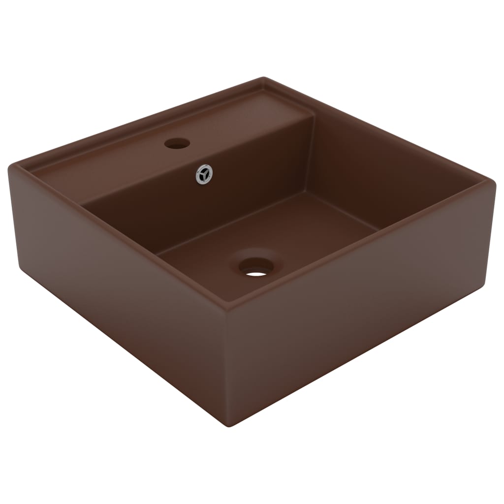 Vidaxl Washbasin med Landing Square 41x41cm keramisk Matt mørkebrun