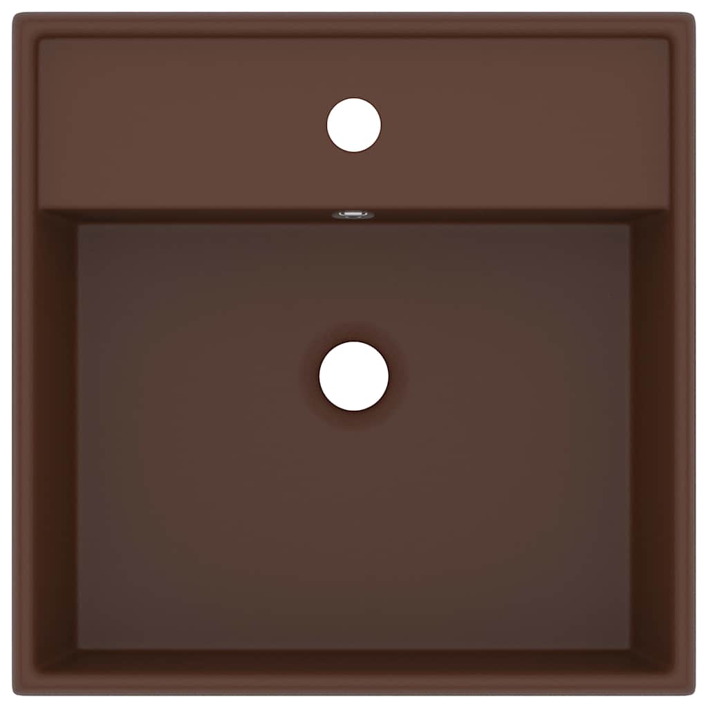 Vidaxl Washingin avec carré d'atterrissage 41x41cm en céramique marron foncé