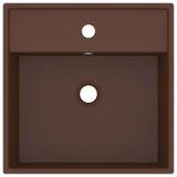 Vidaxl Washingin avec carré d'atterrissage 41x41cm en céramique marron foncé