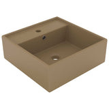 Vidaxl Washbasin con piazza di atterraggio 41x41 cm Crema di tappetino in ceramica