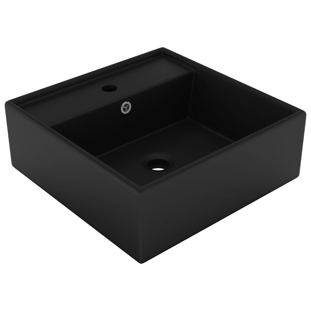 Vidaxl Washbasin med Landing Square 41x41 cm keramisk mat sort