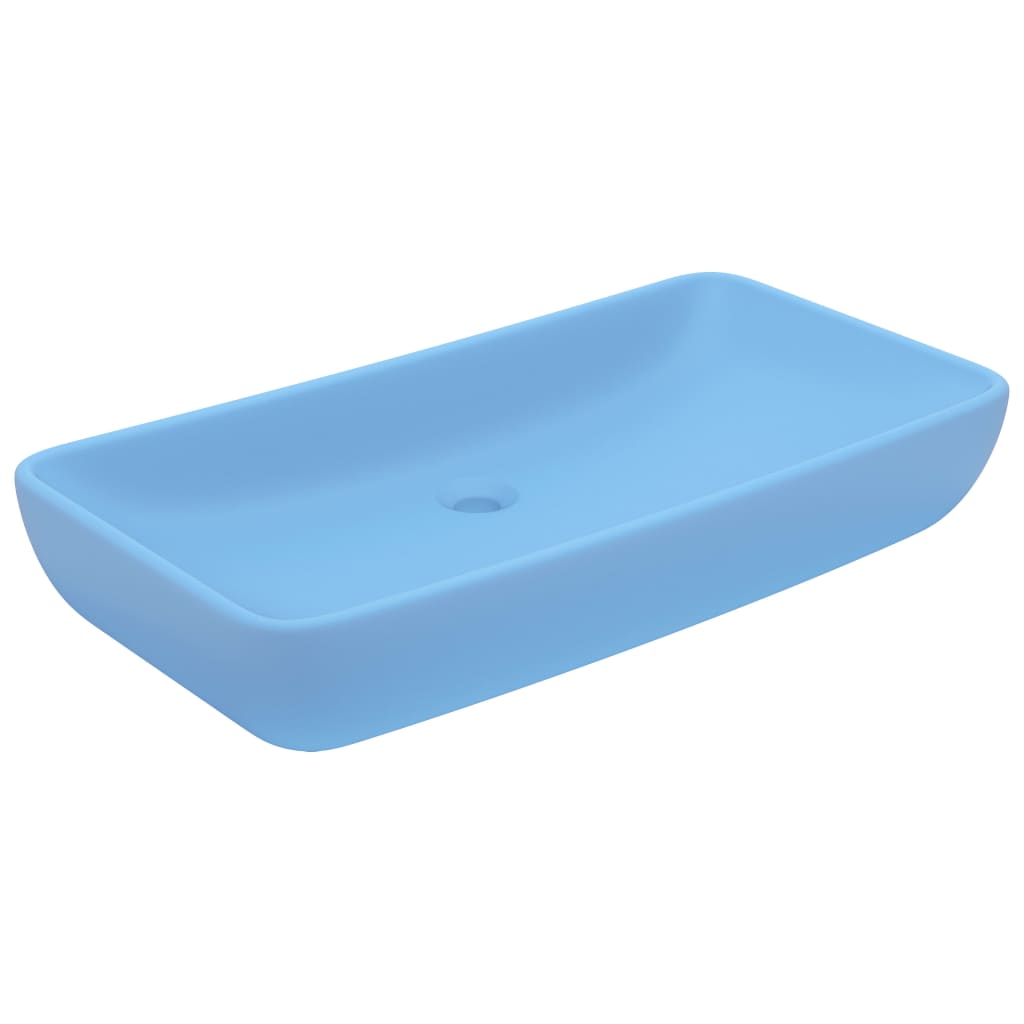 Vidaxl Washbasin rektangulær 71x38 cm keramisk matt lyseblå