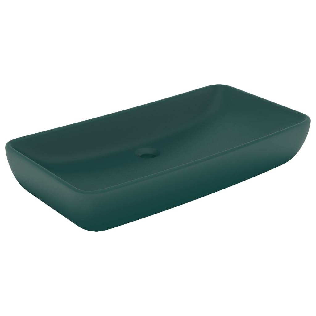 Vidaxl Washbasin Rectangular 71x38 cm Mat de cerámica verde oscuro