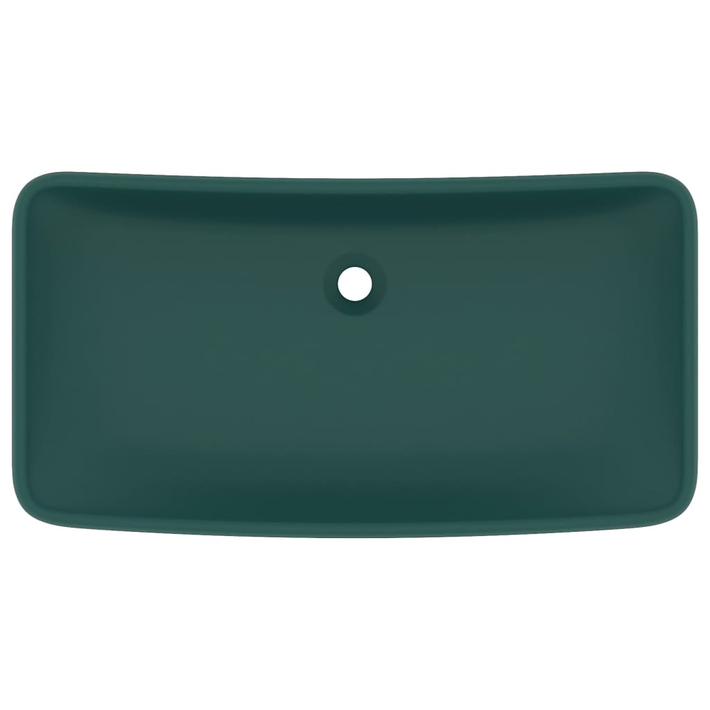 Vidaxl Washbasin Rectangular 71x38 cm Mat de cerámica verde oscuro