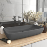 Vidaxl Washbasin Rectangular 71x38 cm tappetino in ceramica grigio scuro