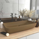 VidaXL Washbasin Rectangular 71x38 cm Ceramic Mat Cream