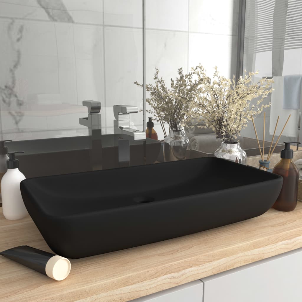 Vidaxl Washbasin rektangulær 71x38 cm keramisk matt svart