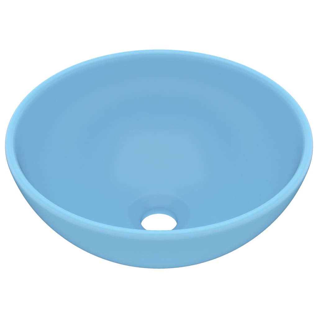 Vidaxl Washbasin Round 32.5x14 cm Ceramico Matt Blu chiaro