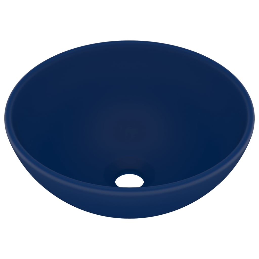 Vidaxl Washbasin Round 32.5x14 cm keramisk mat mørk blå