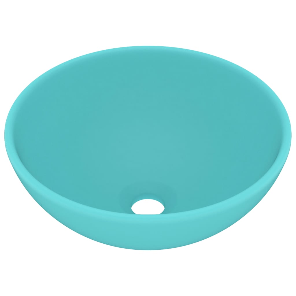 VidaXL Washbasin Round 32.5x14 cm Ceramic matt light green