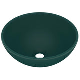 Vidaxl Washbasin Round 32.5x14 cm Mat de céramique vert foncé