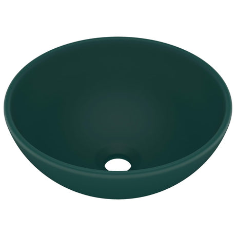 Vidaxl Washbasin Round 32.5x14 cm Mat de céramique vert foncé