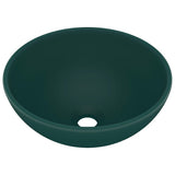 Vidaxl Washbasin Runde 32,5x14 cm Keramisk Mat mørkegrøn