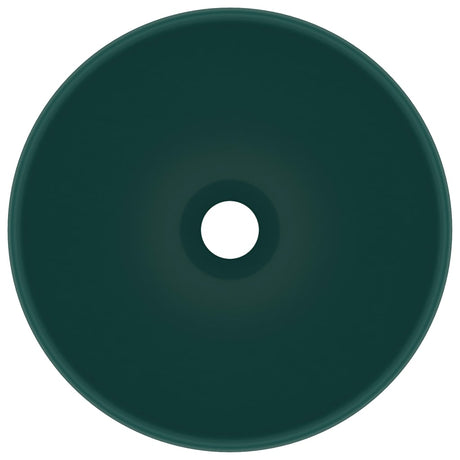 Vidaxl Washbasin Round 32.5x14 cm Mat de céramique vert foncé