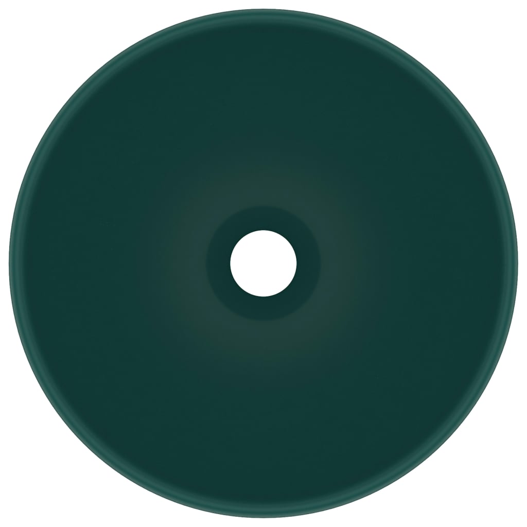 Vidaxl Washbasin Round 32.5x14 cm tappetino ceramico verde scuro