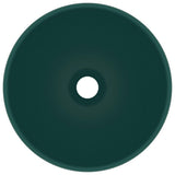 Vidaxl Washbasin Round 32.5x14 cm tappetino ceramico verde scuro