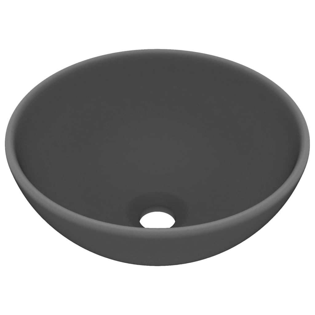 Vidaxl Washbasin Round 32.5x14 cm Mat de céramique gris foncé