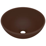 Vidaxl Washbasin Round 32.5x14 cm Cerramic Matt Dark Brown