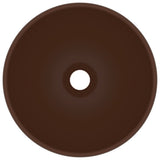 Vidaxl Washbasin Round 32.5x14 cm Cerramic Matt Dark Brown