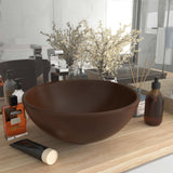 Vidaxl Washbasin Round 32.5x14 cm Cerramic Matt Dark Brown