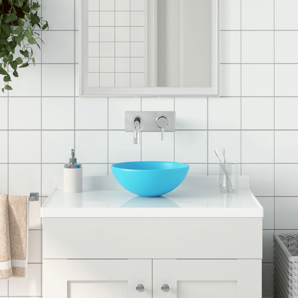 Vidaxl WashBasin okrogla keramična svetlo zelena