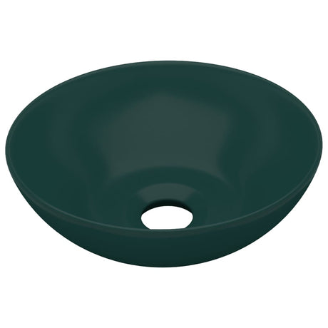 Vidaxl Washbasin Round Céramique Green foncé