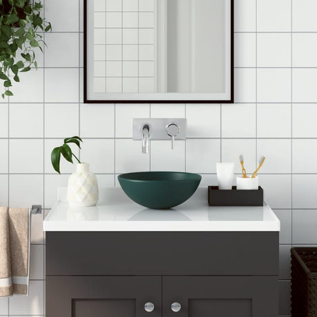 Vidaxl Washbasin Round Céramique Green foncé