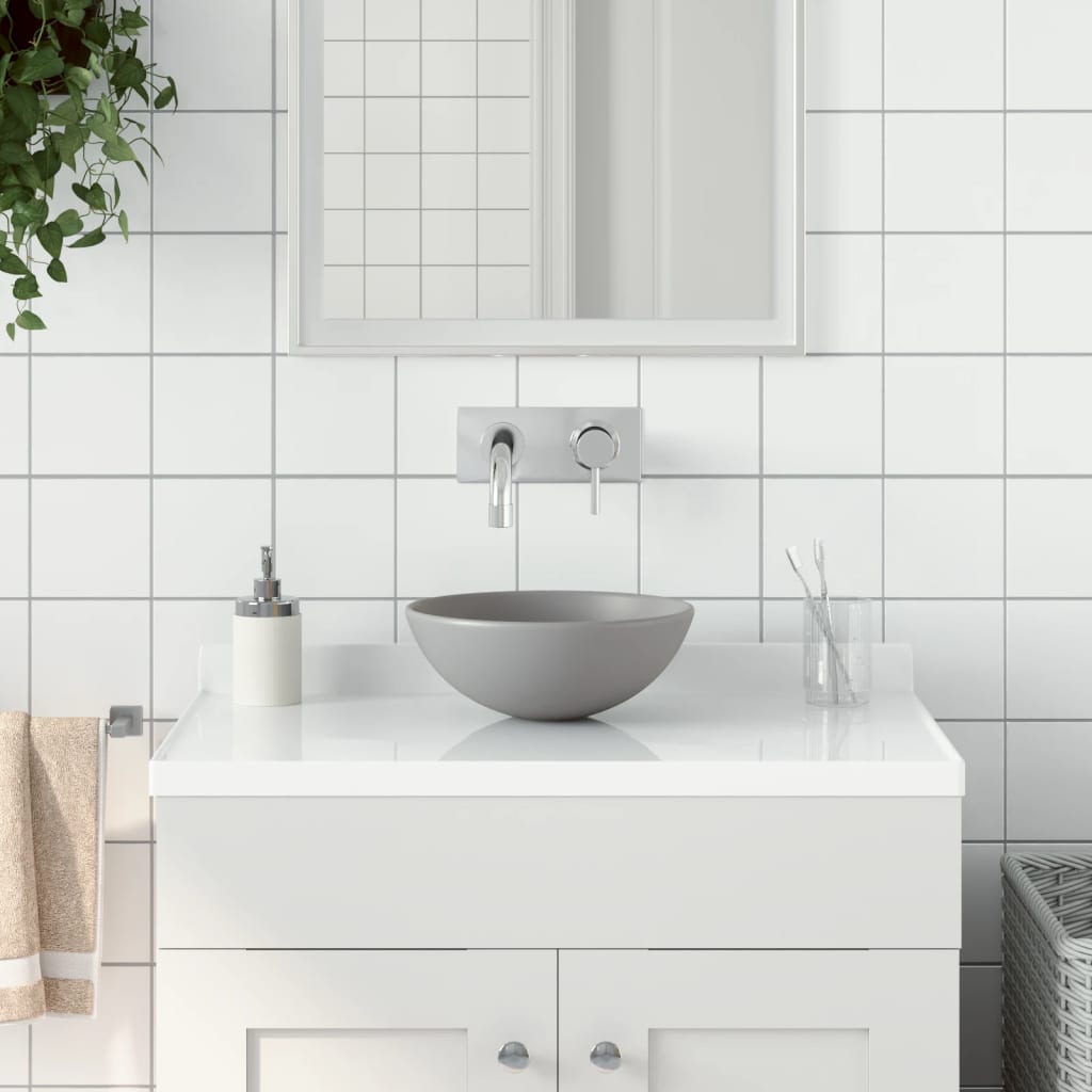 Vidaxl Washbasin Round keramisk lysegrå