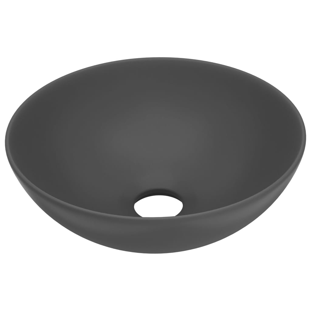 Vidaxl Washcasin Round Ceramic Dark Grey