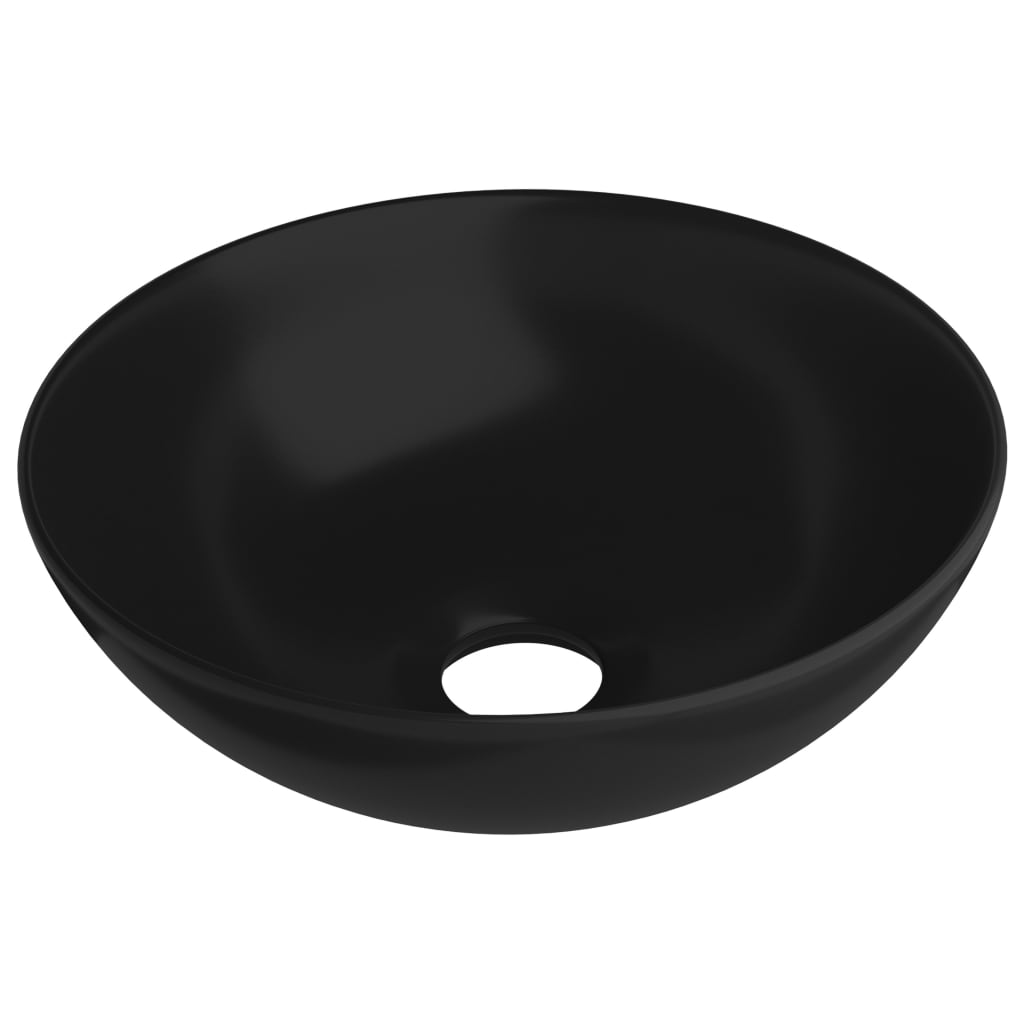 Vidaxl Washbasin ronn keramic Matt zwart