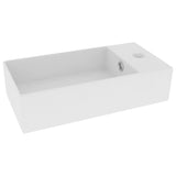 Vidaxl Washbasin con tappetino in ceramica di atterraggio bianco