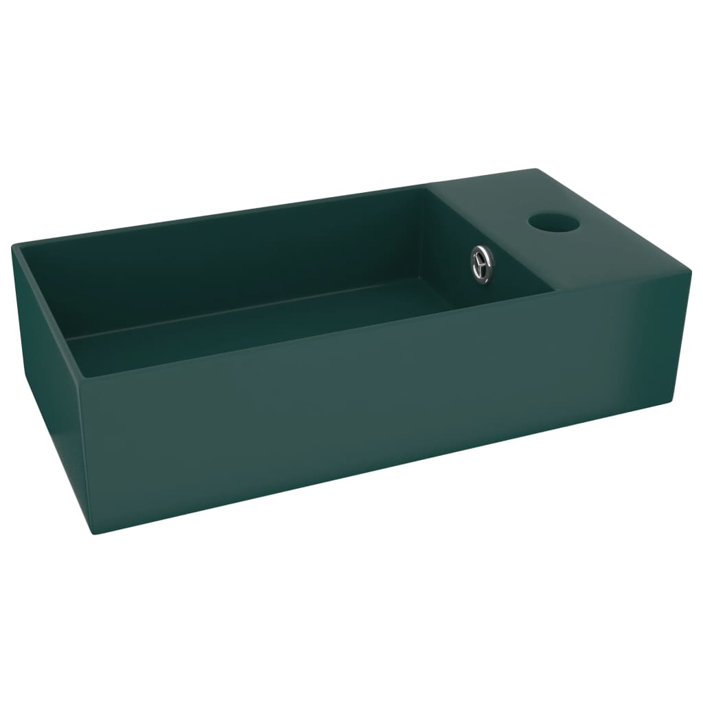 Vidaxl Washbasin con atterraggio in ceramica verde scuro