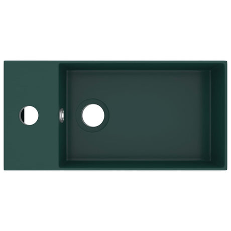 Vidaxl Washbasin avec atterrissage en céramique vert foncé