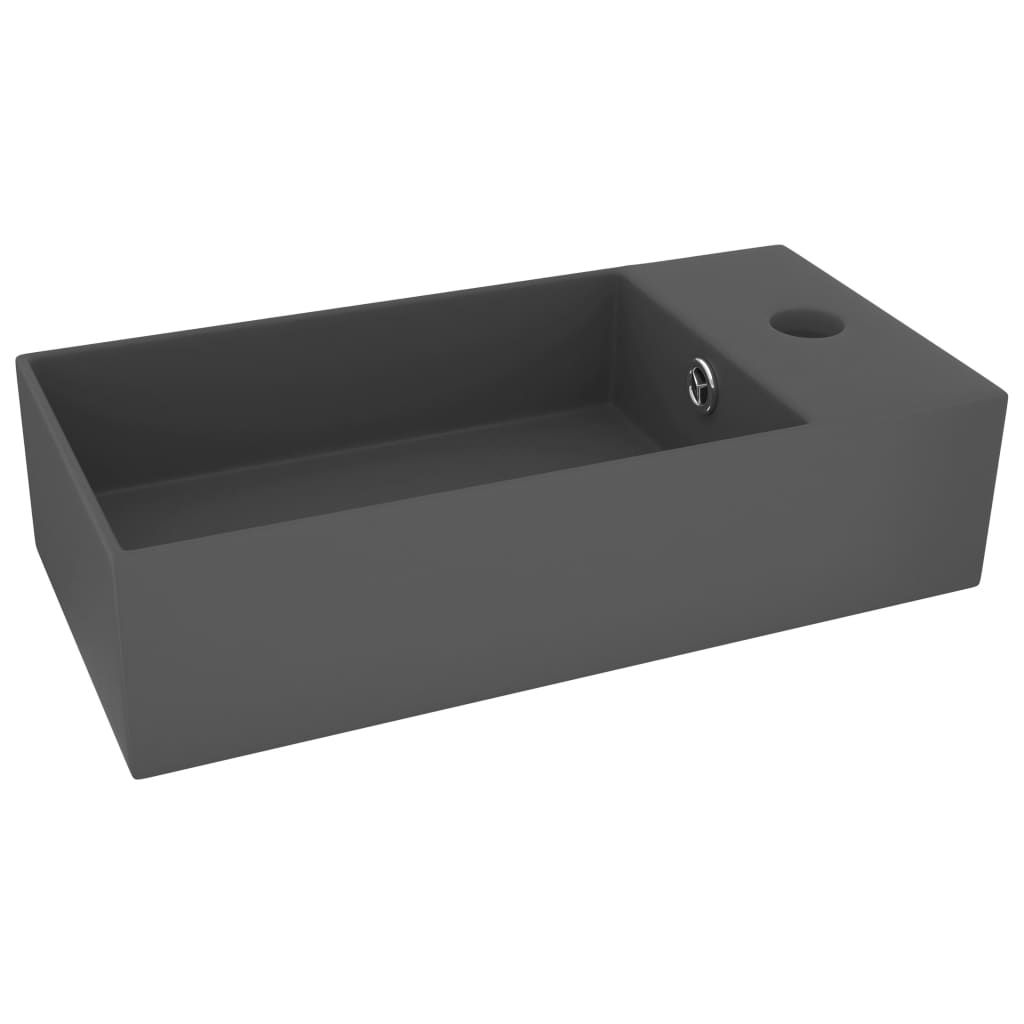 Vidaxl Washbasin con cerámica de aterrizaje de gris oscuro